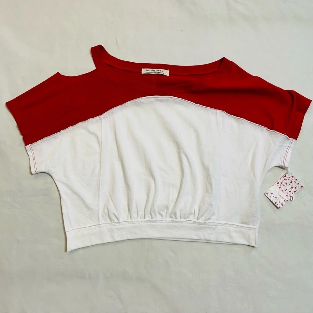 NWT New Free People Colorblock Field Goal Crop T-Shirt Size M